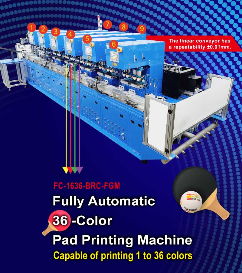 Fully Automatic 36-Color Pad Printing Machine for Table Tennis/multi-color pad printing machine